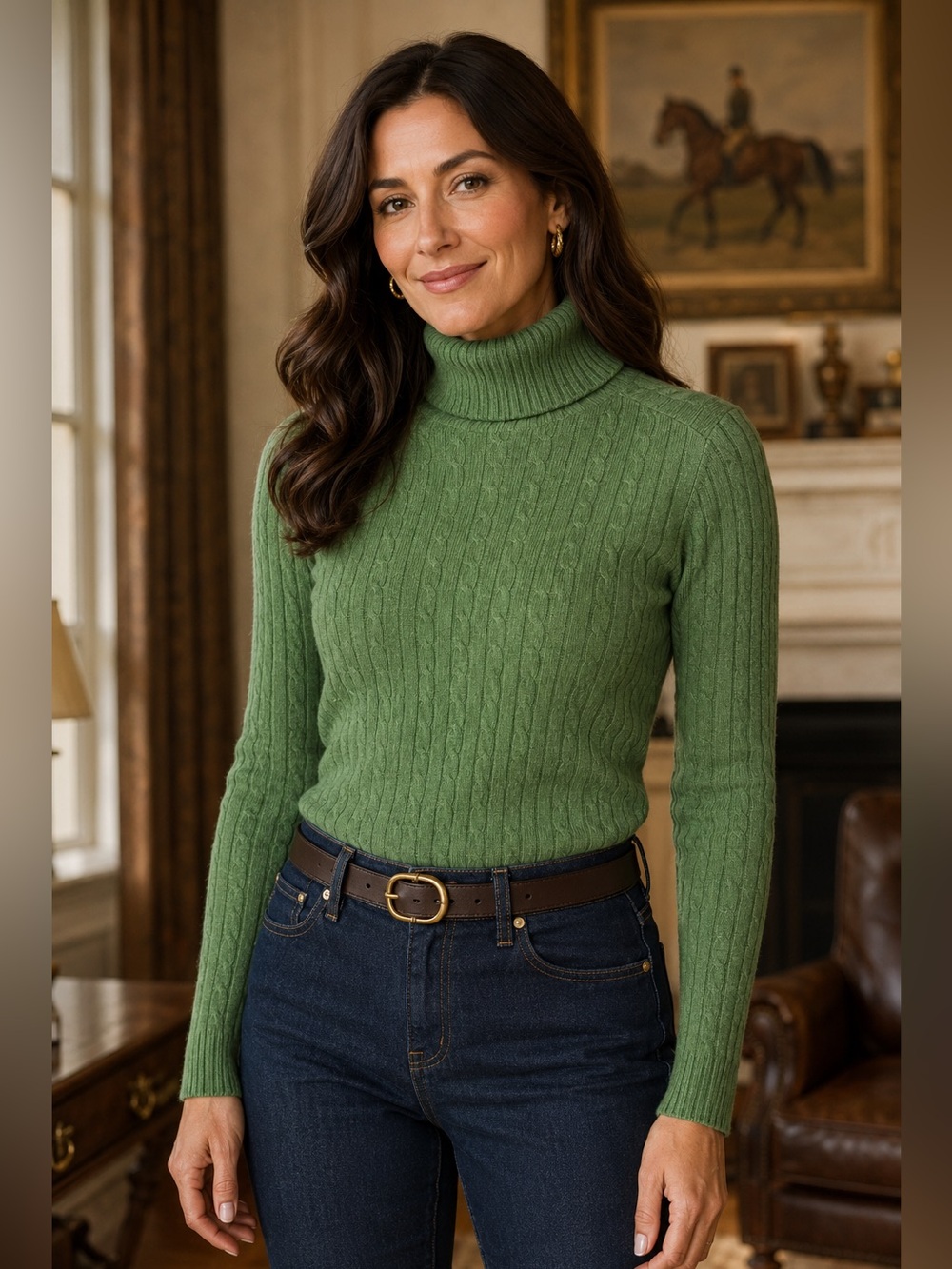 LAND’s-EndGreen Cableknit turtleneck sz:2-4